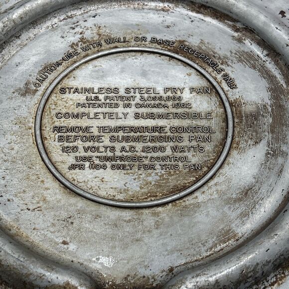 Vintage Hoover Stainless Steel Fry Pan Copper Lid with Cord Model 8660 Tested - Picture 7 of 8